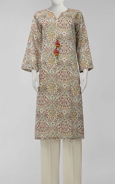 Junaid Jamshed Multicolor Lawn Kurti | Pakistani Lawn Dress in USA- Image 1