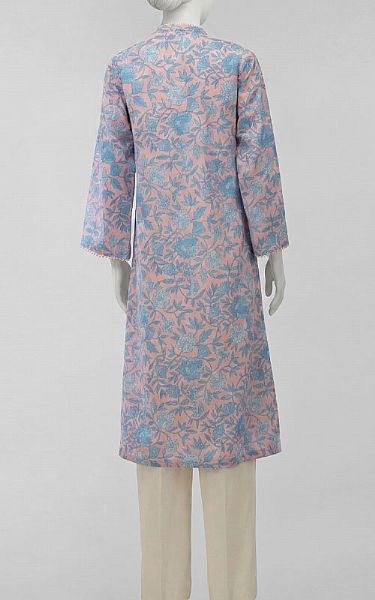 Junaid Jamshed Peach/Blue Lawn Kurti | Pakistani Lawn Dress in USA- Image 2