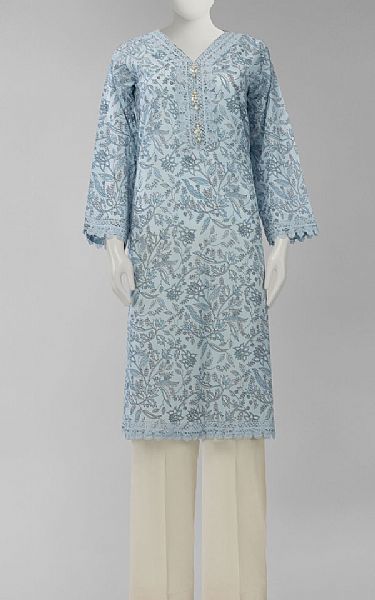Junaid Jamshed Baby Blue Lawn Kurti | Pakistani Lawn Dress in USA- Image 1