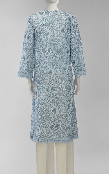 Junaid Jamshed Baby Blue Lawn Kurti | Pakistani Lawn Dress in USA- Image 2