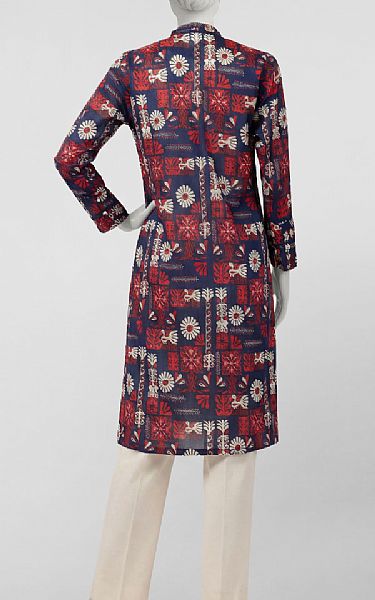 Junaid Jamshed Wine/Blue Lawn Kurti | Pakistani Lawn Dress in USA- Image 2