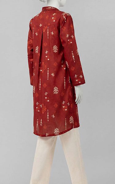 Junaid Jamshed Maroon Lawn Kurti | Pakistani Lawn Dress in USA- Image 2