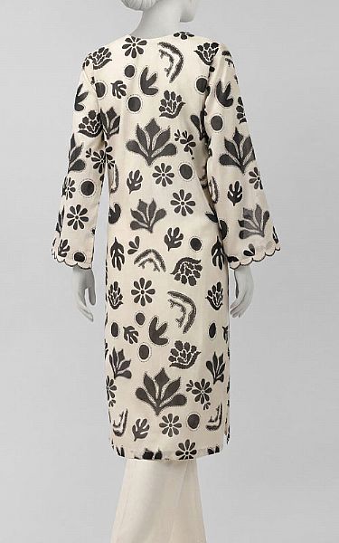 Junaid Jamshed White/Black Lawn Kurti | Pakistani Lawn Dress in USA- Image 2
