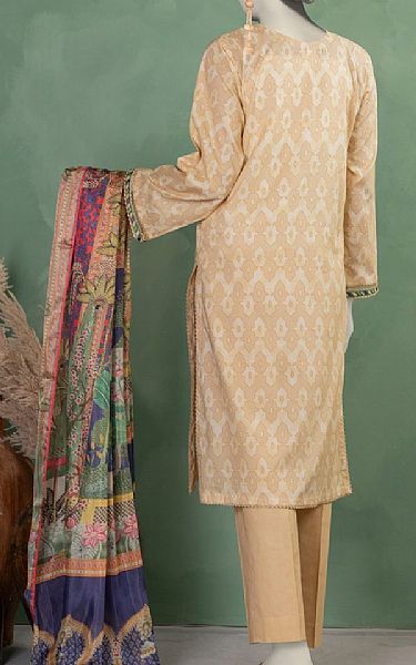 Junaid Jamshed Tan Lawn Suit | Pakistani Lawn Dress in USA- Image 2