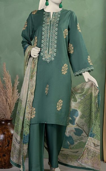 Junaid Jamshed Green Lawn Suit | Pakistani Lawn Dress in USA- Image 1