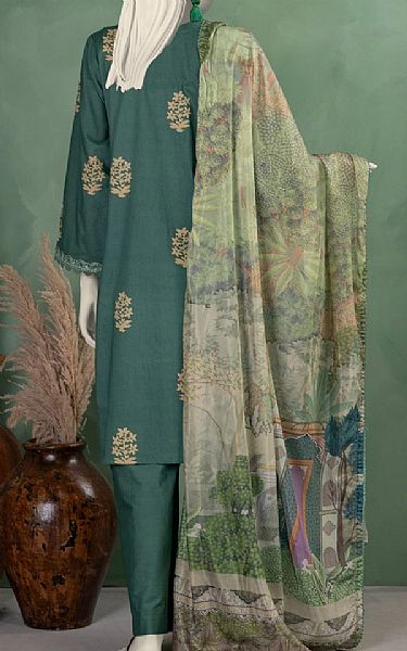Junaid Jamshed Green Lawn Suit | Pakistani Lawn Dress in USA- Image 2