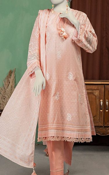 Junaid Jamshed Oyster Pink Lawn Suit | Pakistani Lawn Dress in USA- Image 1