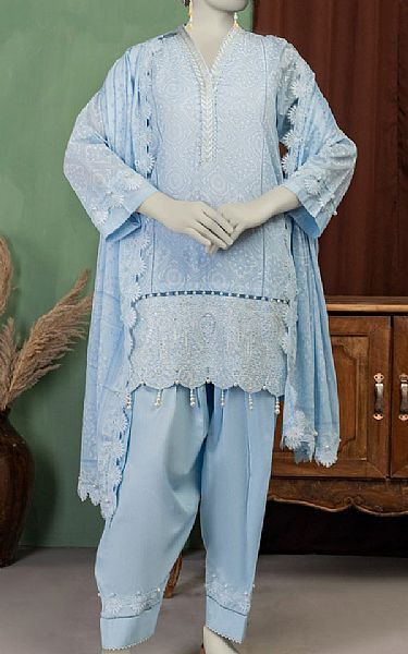 Junaid Jamshed Pale Aqua Lawn Suit | Pakistani Lawn Dress in USA- Image 1