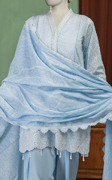 Junaid Jamshed Pale Aqua Lawn Suit | Pakistani Lawn Dress in USA- Image 2