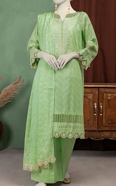 Junaid Jamshed Light Green Lawn Suit | Pakistani Lawn Dress in USA- Image 1