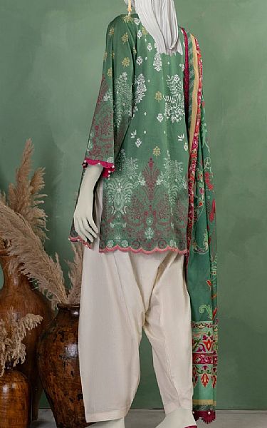 Junaid Jamshed Green Lawn Suit (2 pcs) | Pakistani Lawn Dress in USA- Image 2