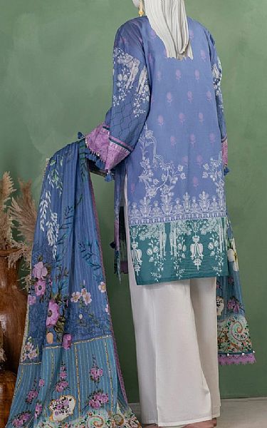 Junaid Jamshed Dull Blue Lawn Suit (2 pcs) | Pakistani Lawn Dress in USA- Image 2