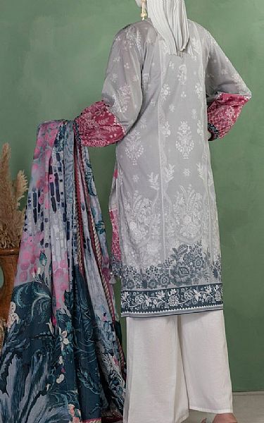 Junaid Jamshed Grey Lawn Suit (2 pcs) | Pakistani Lawn Dress in USA- Image 2