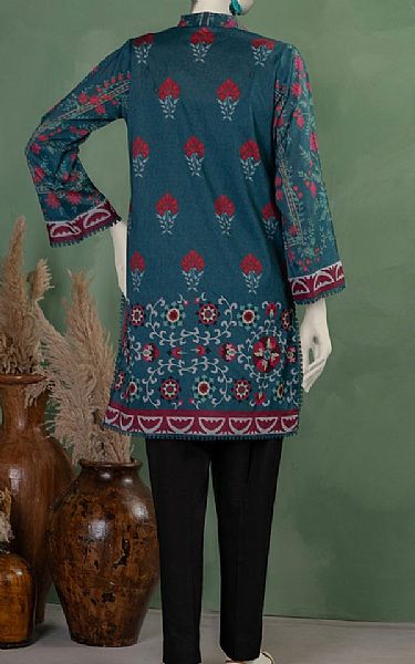 Junaid Jamshed Teal Lawn Kurti | Pakistani Lawn Dress in USA- Image 2