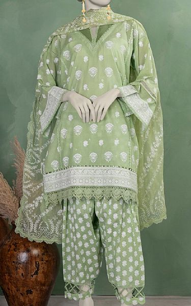Junaid Jamshed Sage Green Lawn Suit | Pakistani Lawn Dress in USA- Image 1