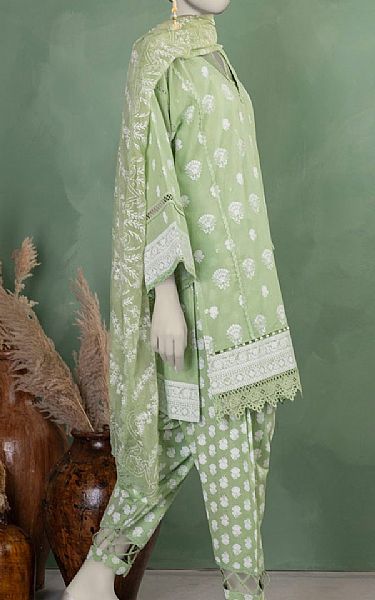 Junaid Jamshed Sage Green Lawn Suit | Pakistani Lawn Dress in USA- Image 2