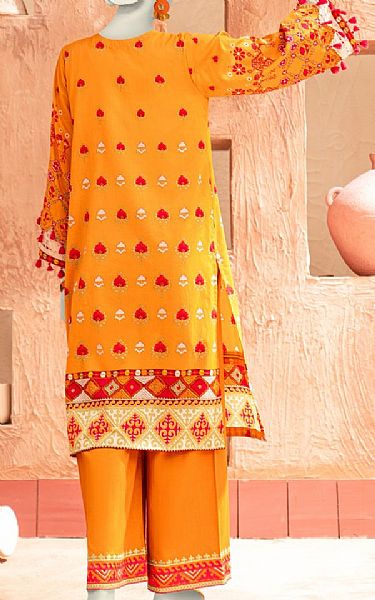 Junaid Jamshed Orange Lawn Suit (2 pcs) | Pakistani Lawn Dress in USA- Image 2