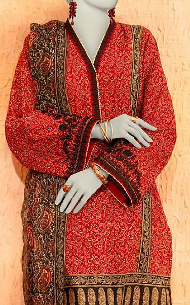 Junaid Jamshed Red Lawn Suit | Pakistani Lawn Dress in USA- Image 2