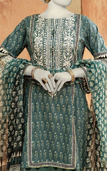 Junaid Jamshed Mineral Green Lawn Suit | Pakistani Lawn Dress in USA- Image 2