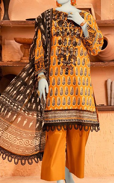 Junaid Jamshed Orange Lawn Suit | Pakistani Lawn Dress in USA- Image 1