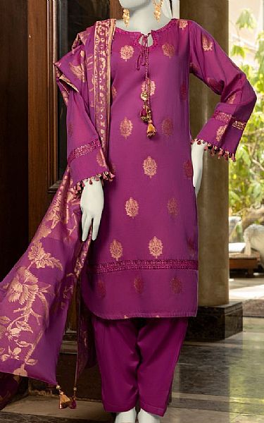 Junaid Jamshed Egg Plant Jacquard Suit | Pakistani Lawn Dress in USA- Image 1