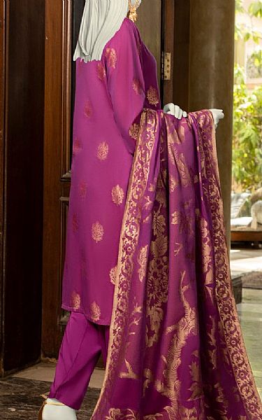 Junaid Jamshed Egg Plant Jacquard Suit | Pakistani Lawn Dress in USA- Image 2