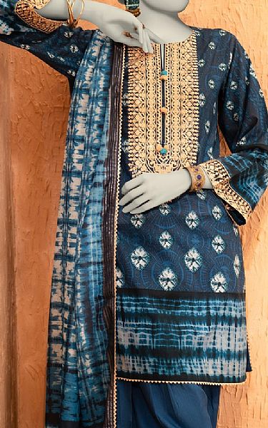 Junaid Jamshed Blue Lawn Suit | Pakistani Lawn Dress in USA- Image 2