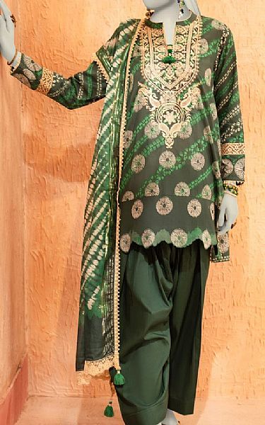 Junaid Jamshed Lunar Green Lawn Suit | Pakistani Lawn Dress in USA- Image 1