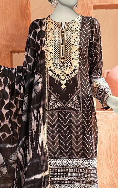 Junaid Jamshed Black Lawn Suit | Pakistani Lawn Dress in USA- Image 2