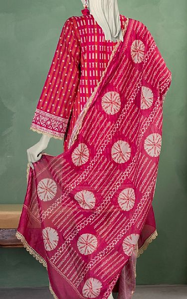 Junaid Jamshed Dark Pink Lawn Suit | Pakistani Lawn Dress in USA- Image 2