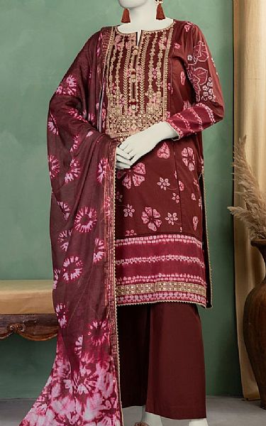 Junaid Jamshed Wine Lawn Suit | Pakistani Lawn Dress in USA- Image 1