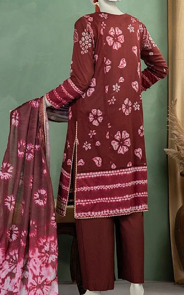 Junaid Jamshed Wine Lawn Suit | Pakistani Lawn Dress in USA- Image 2