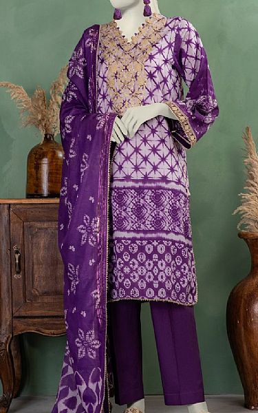 Junaid Jamshed Purple Lawn Suit | Pakistani Lawn Dress in USA- Image 1