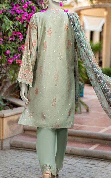 Junaid Jamshed Spanish Green Lawn Suit | Pakistani Lawn Dress in USA- Image 2