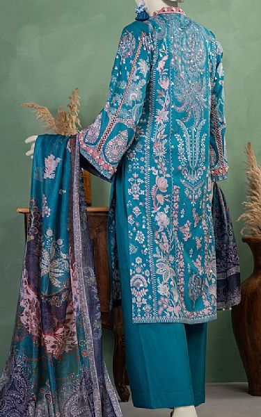 Junaid Jamshed Blue Lawn Suit | Pakistani Lawn Dress in USA- Image 2