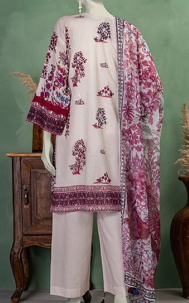 Junaid Jamshed Off White Lawn Suit | Pakistani Lawn Dress in USA- Image 2