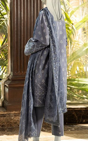 Junaid Jamshed Storm Grey Lawn Suit | Pakistani Lawn Dress in USA- Image 2