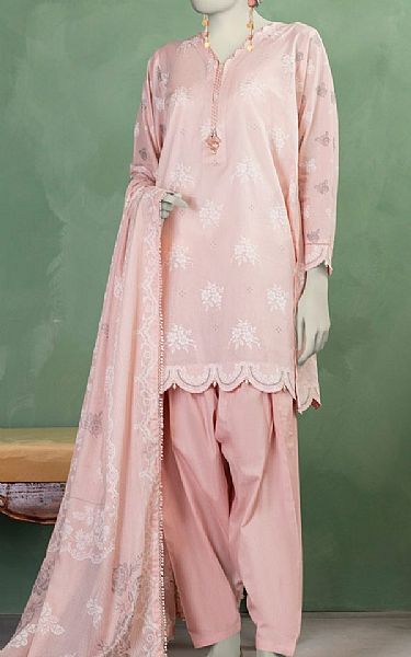 Junaid Jamshed Pink Lawn Suit | Pakistani Lawn Dress in USA- Image 1