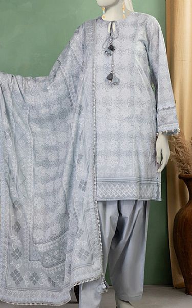 Junaid Jamshed Grey Lawn Suit | Pakistani Lawn Dress in USA- Image 1