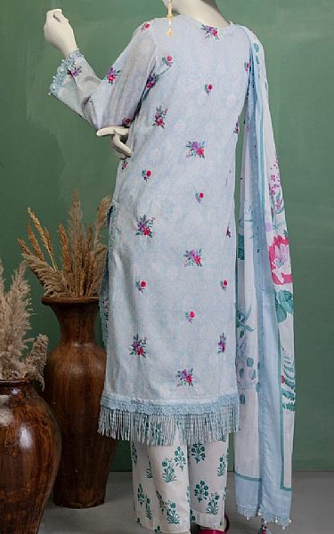 Junaid Jamshed Light Blue/Off White Lawn Suit | Pakistani Lawn Dress in USA- Image 2