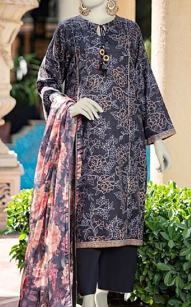 Junaid Jamshed Black Dobby Suit | Pakistani Lawn Dress in USA- Image 1