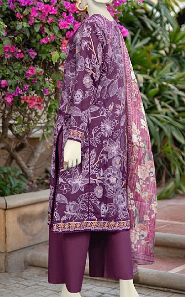 Junaid Jamshed Plum Dobby Suit | Pakistani Lawn Dress in USA- Image 2