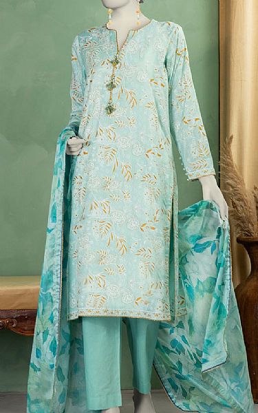 Junaid Jamshed Summer Green Dobby Suit | Pakistani Lawn Dress in USA- Image 1