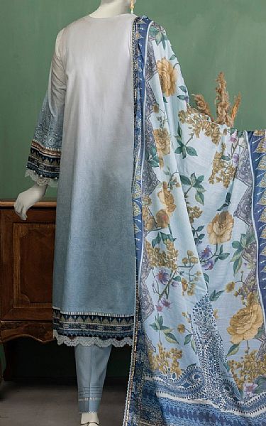 Junaid Jamshed Carolina Blue Lawn Suit | Pakistani Lawn Dress in USA- Image 2
