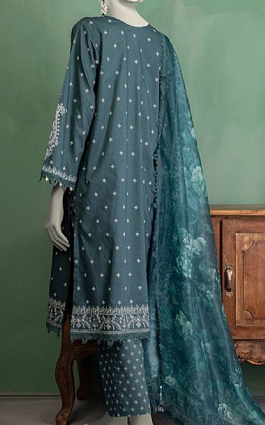 Junaid Jamshed Slate Grey Lawn Suit | Pakistani Lawn Dress in USA- Image 2