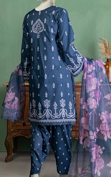 Junaid Jamshed Dusky Blue Lawn Suit | Pakistani Lawn Dress in USA- Image 2
