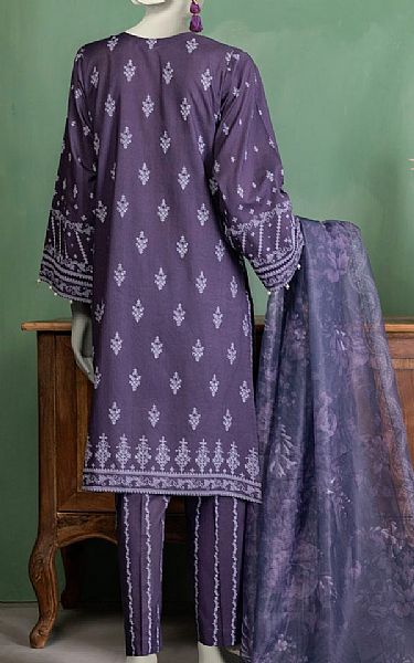 Junaid Jamshed Purple Lawn Suit | Pakistani Lawn Dress in USA- Image 2