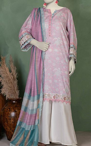 Junaid Jamshed Pink Lawn Suit (2 pcs) | Pakistani Lawn Dress in USA- Image 1