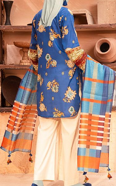 Junaid Jamshed Blue Lawn Suit (2 pcs) | Pakistani Lawn Dress in USA- Image 2