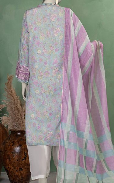 Junaid Jamshed Light Blue/Pink Lawn Suit (2 pcs) | Pakistani Lawn Dress in USA- Image 2